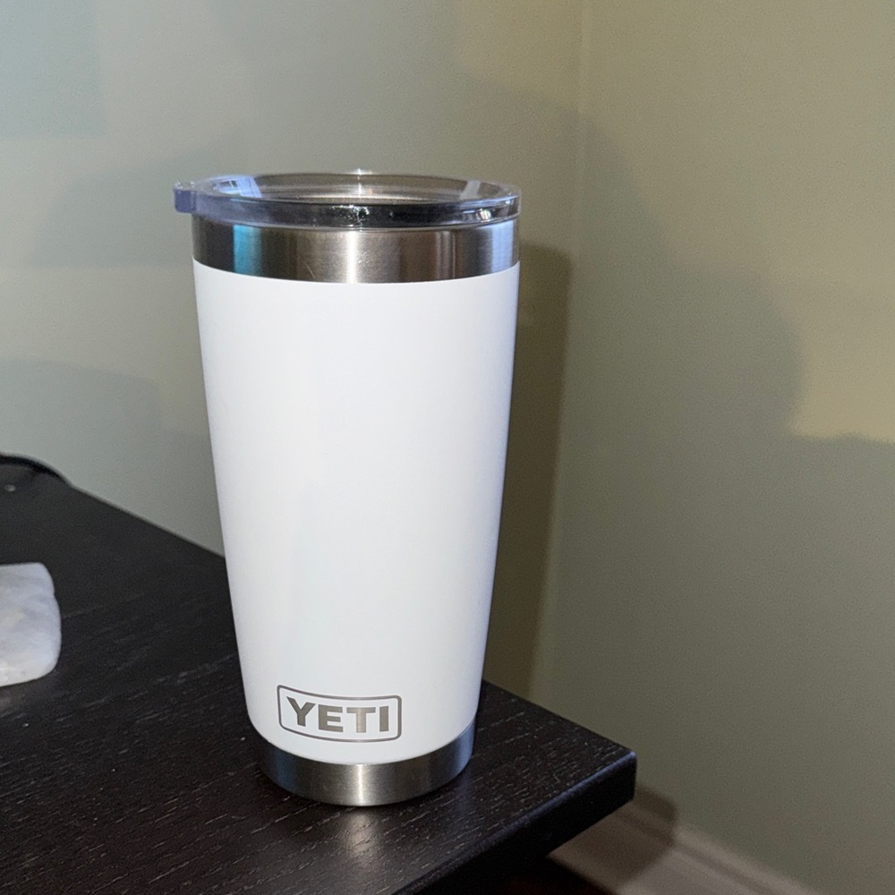 YETI White Tumbler with Stainless Steel Finish